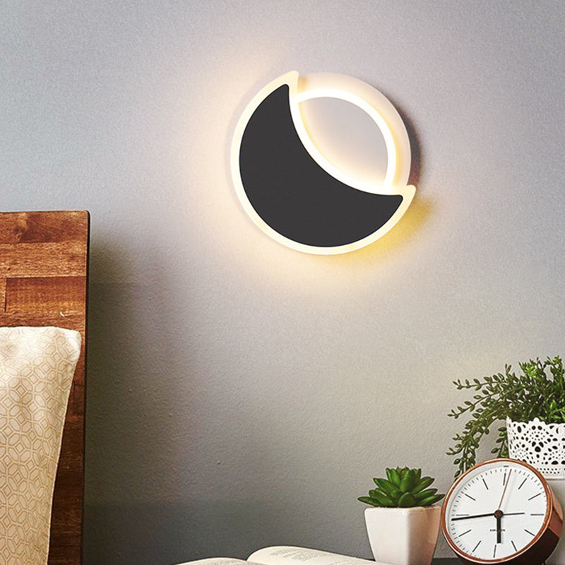 Nordic Led Acrylic Eclipse Wall Sconce In Warm/White Light - Bedroom Lighting