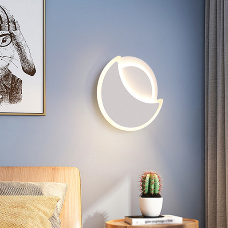 Nordic Led Acrylic Eclipse Wall Sconce In Warm/White Light - Bedroom Lighting