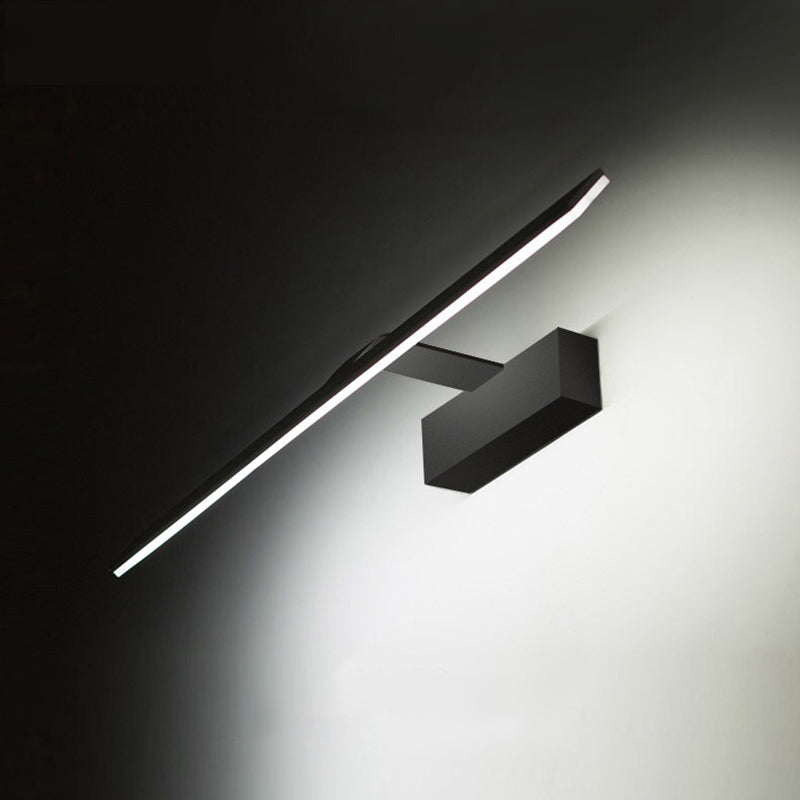 Modern Acrylic Black Led Vanity Wall Sconce - Rectangle Panel Lamp In Warm/White Light / White