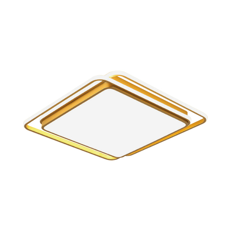 Modern Flush Mount Led Ceiling Lamp In Gold With Acrylic Shade - Warm/White/3 Color Light Options