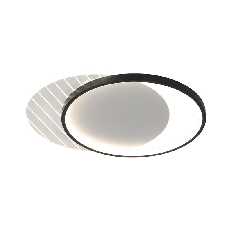 Modern Black Dual-Square/Round Flushmount Led Ceiling Light With Warm/White/3 Color
