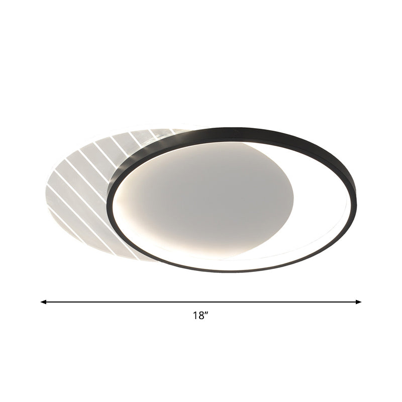 Modern Black Dual-Square/Round Flushmount Led Ceiling Light With Warm/White/3 Color