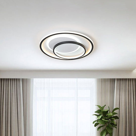 Minimalist Led Ceiling Lamp In Black - Triple-Round/Square/Rectangle Flush Mount Light With Acrylic