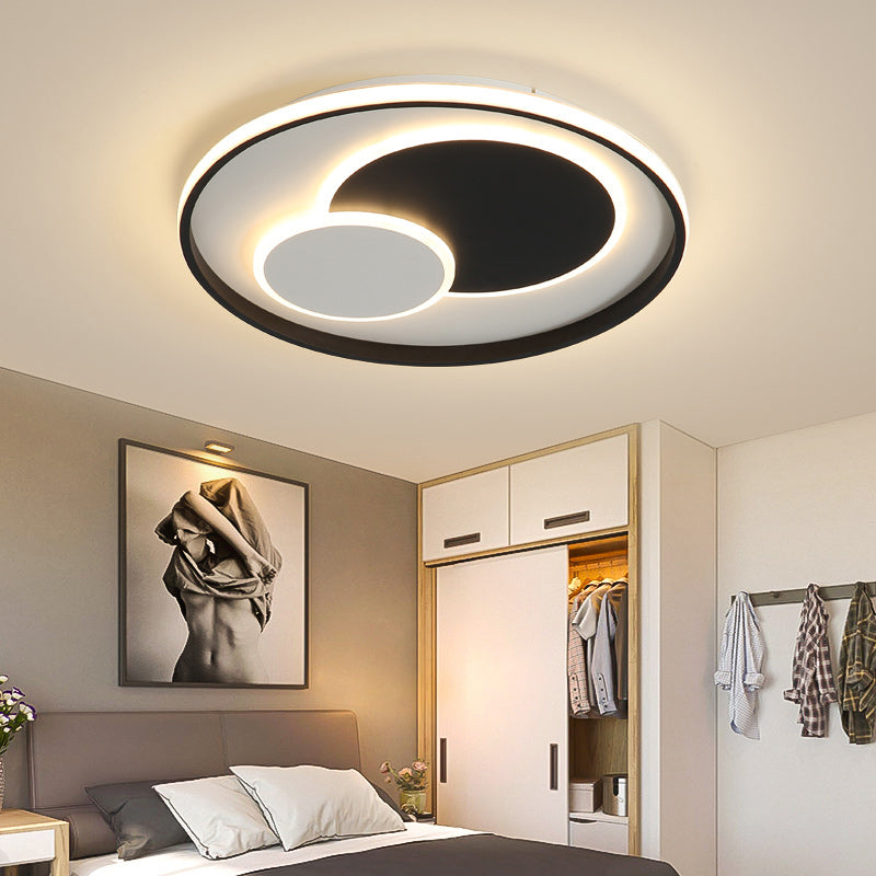 Modern Black Super Thin Led Flush Mount Ceiling Lamp In Warm/White Light