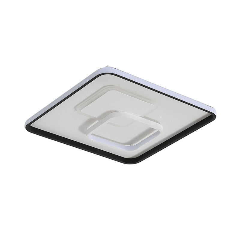 Modern Led Flush Light In Warm/White For Bedroom - Round/Square/Rectangular Shape Aluminum Black
