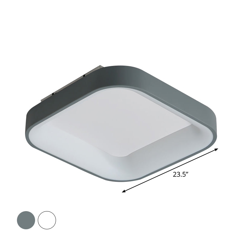 Nordic Square Shell Flush Mount Led Ceiling Light In Grey/White - 18/23.5 Wide For Bedroom With