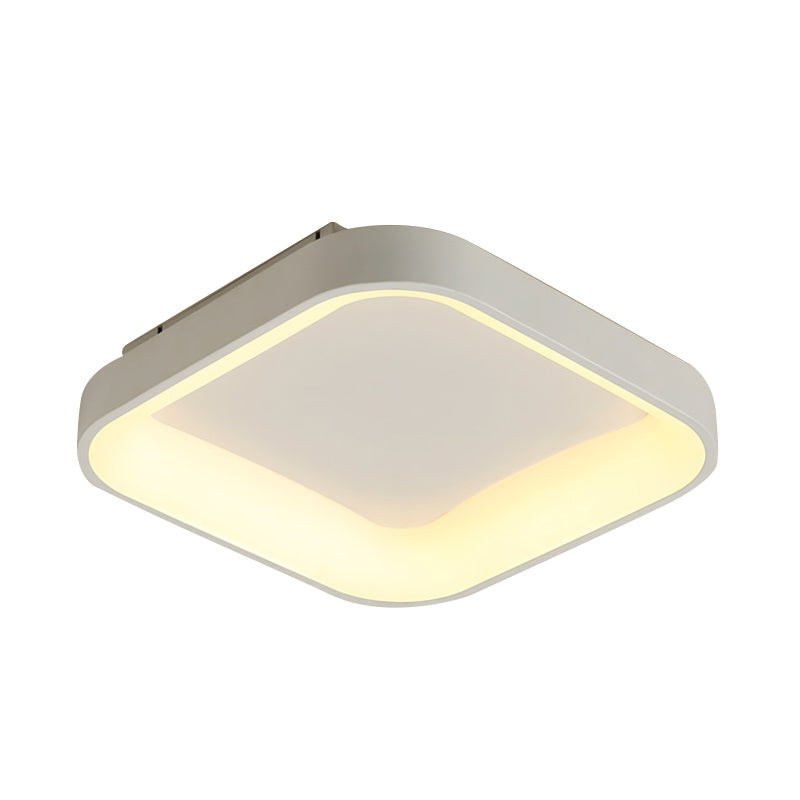 Nordic Square Shell Flush Mount Led Ceiling Light In Grey/White - 18/23.5 Wide For Bedroom With
