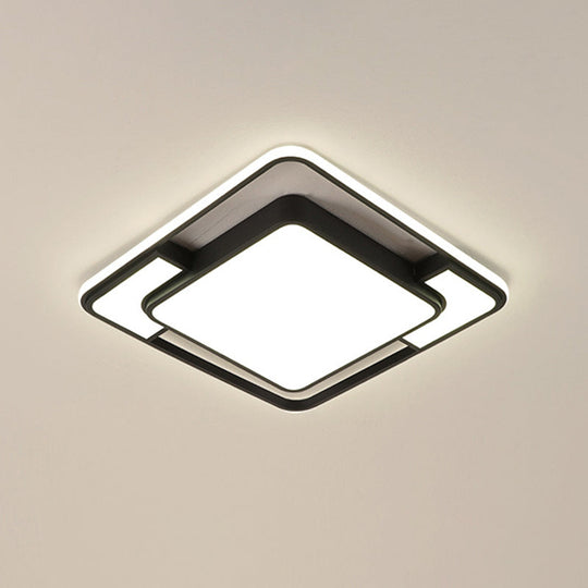 Acrylic Ceiling Flush Led Mount Light In Nordic Black - Square/Round/Rectangle Design White/3 Color