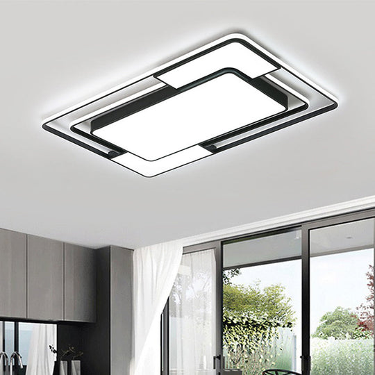 Acrylic Ceiling Flush Led Mount Light In Nordic Black - Square/Round/Rectangle Design White/3 Color