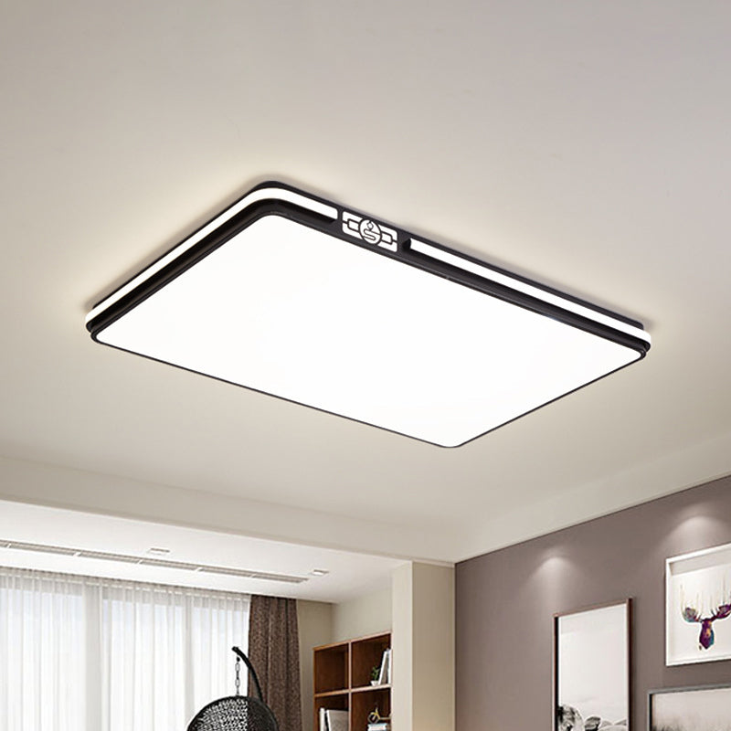 Minimal Black Led Flush Light Fixture - Dining Room Ceiling Mount Lamp With Acrylic Shade