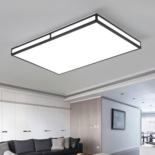 Minimalistic Black Led Flush Light For Living Room - Acrylic Ceiling Lamp / Rectangle