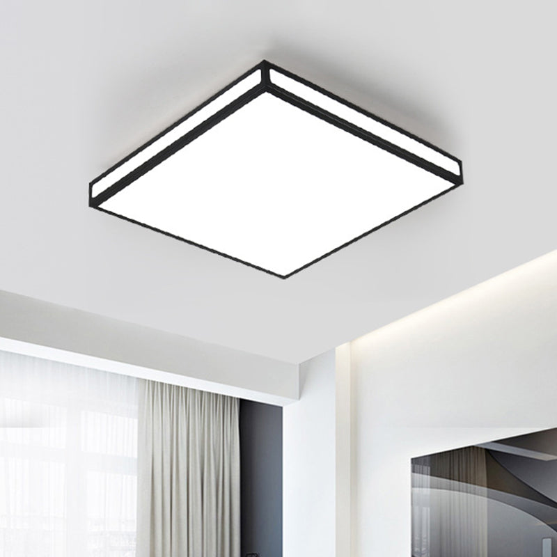 Minimalistic Black Led Flush Light For Living Room - Acrylic Ceiling Lamp / Square