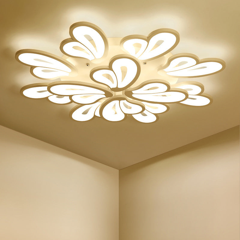 Contemporary White Butterfly Wing Ceiling Flush Light With Warm/White - Ideal For Hotels 12 /