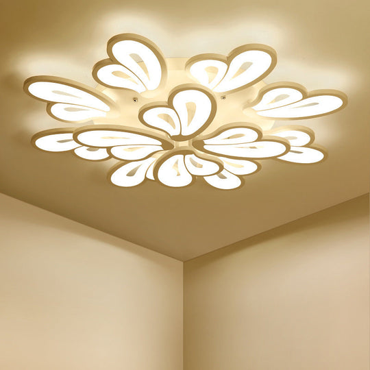 Contemporary White Butterfly Wing Ceiling Flush Light With Warm/White - Ideal For Hotels 12 /