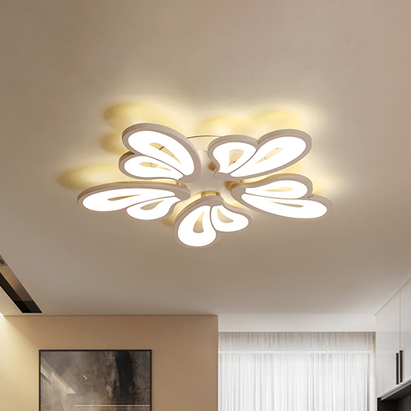 Contemporary White Butterfly Wing Ceiling Flush Light With Warm/White - Ideal For Hotels 5 / Warm