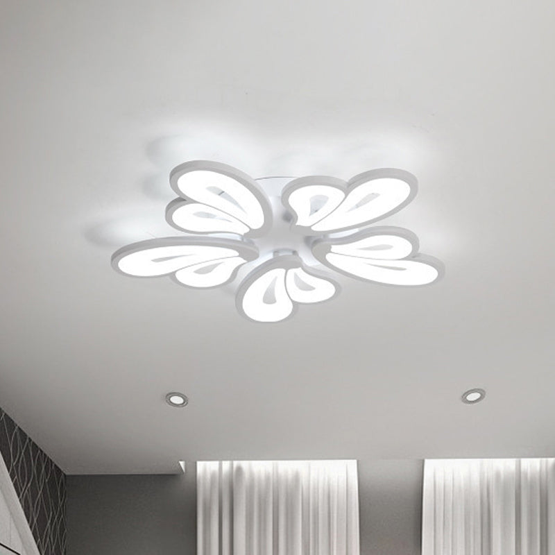 Contemporary White Butterfly Wing Ceiling Flush Light With Warm/White - Ideal For Hotels