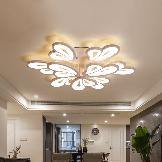 Contemporary White Butterfly Wing Ceiling Flush Light With Warm/White - Ideal For Hotels 9 /