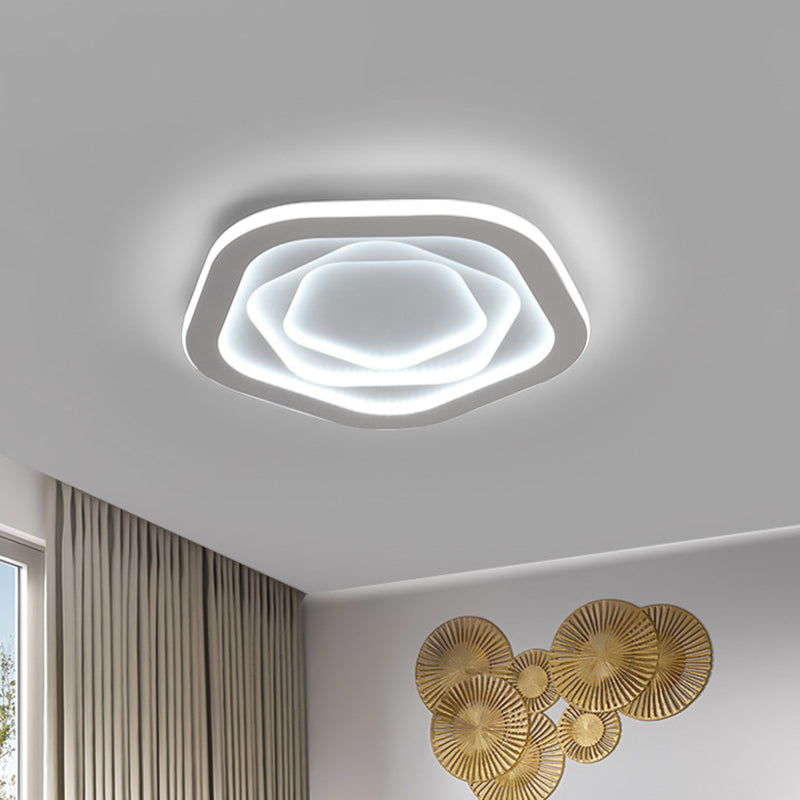 Led White Flush Mount Ceiling Lamp With Modern Acrylic Shade - 16/19.5 For Bedroom
