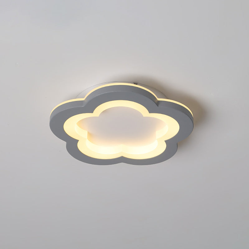 Nordic Integrated Led Ceiling Light In Grey Flower/Square/Pentagon Design With Acrylic Shade -