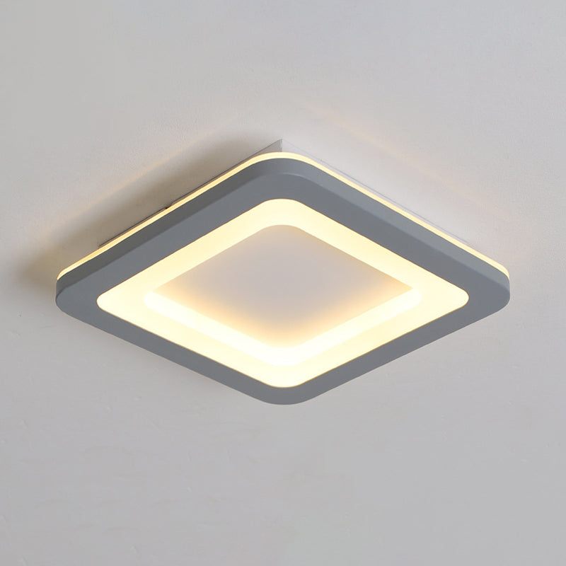 Nordic Integrated Led Ceiling Light In Grey Flower/Square/Pentagon Design With Acrylic Shade -