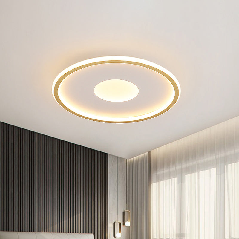 Minimalist Led Flush Mount Ceiling Light Disk-Shaped Ultrathin Acrylic In Black/Gold For Bedroom