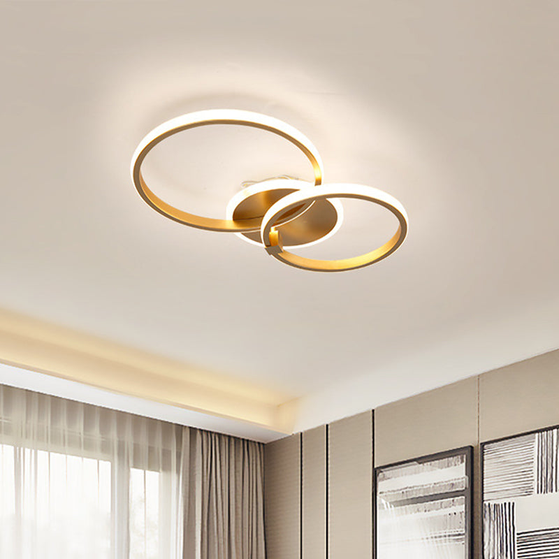 Minimalist Metal Led Ceiling Light In Gold - Multi-Shape & 2/4 Lights Semi Flush Mount Fixture 2 /