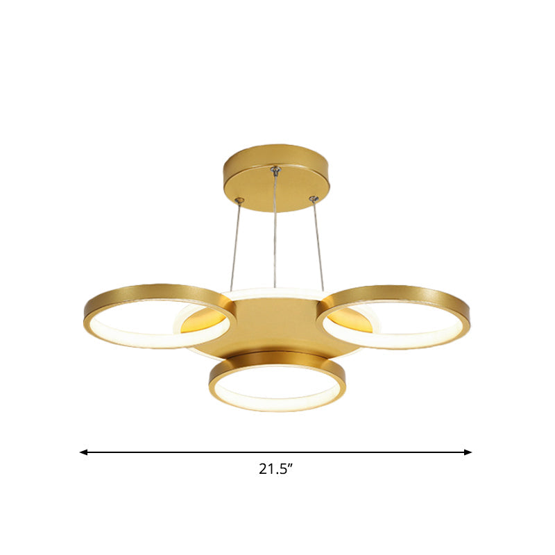 Modern Gold Halo Ring Chandelier - Flush Mount 3/5/6-Light Metal Ceiling Lamp In Warm/White Light