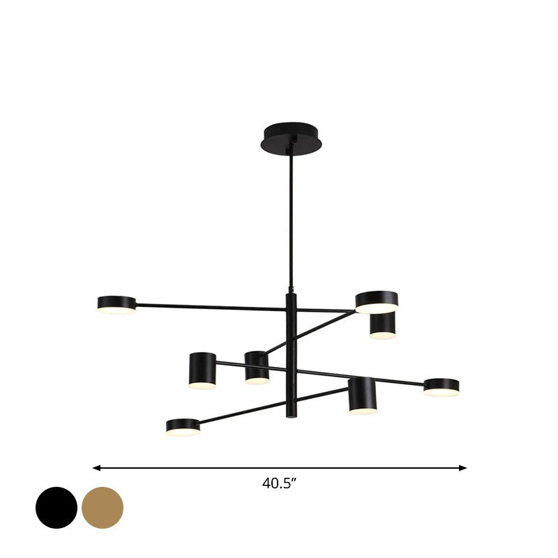 Contemporary Metal Chandelier Light Fixture - 3/4 Tiered, 6/8 Lights, Black/Gold Pendant for Bedroom