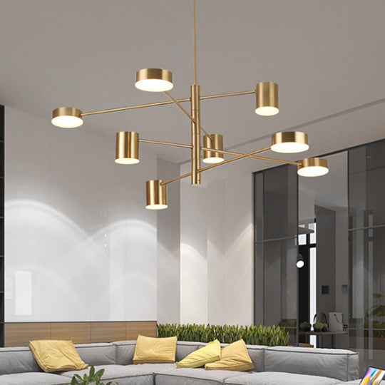 Contemporary Metal Chandelier Light Fixture - Tiered Design 6/8 Lights Black/Gold Perfect For