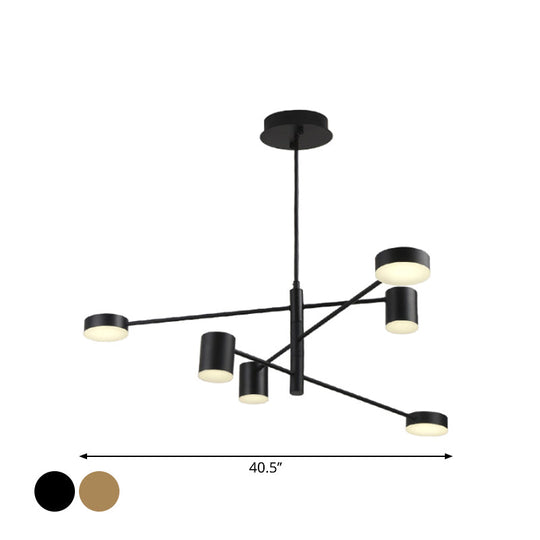 Contemporary Metal Chandelier Light Fixture - Tiered Design 6/8 Lights Black/Gold Perfect For