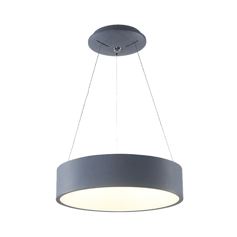Modern LED Pendant Chandelier - Grey/White Circle Ceiling Light with Acrylic Shade, 18"/23.5" W