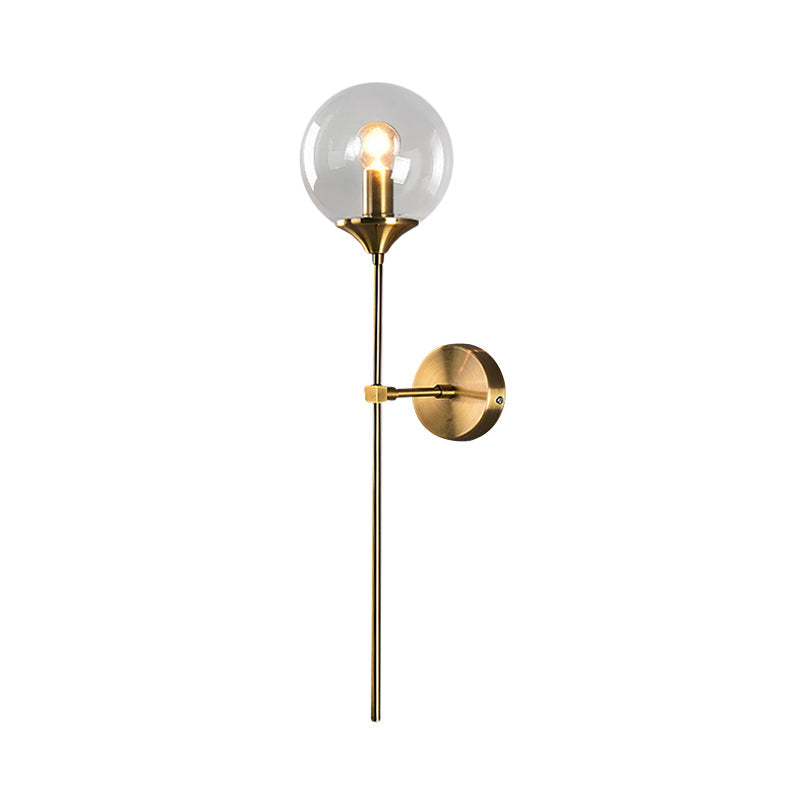 Postmodern Clear/Amber/Smoke Grey Glass Single Brass Wall Lamp