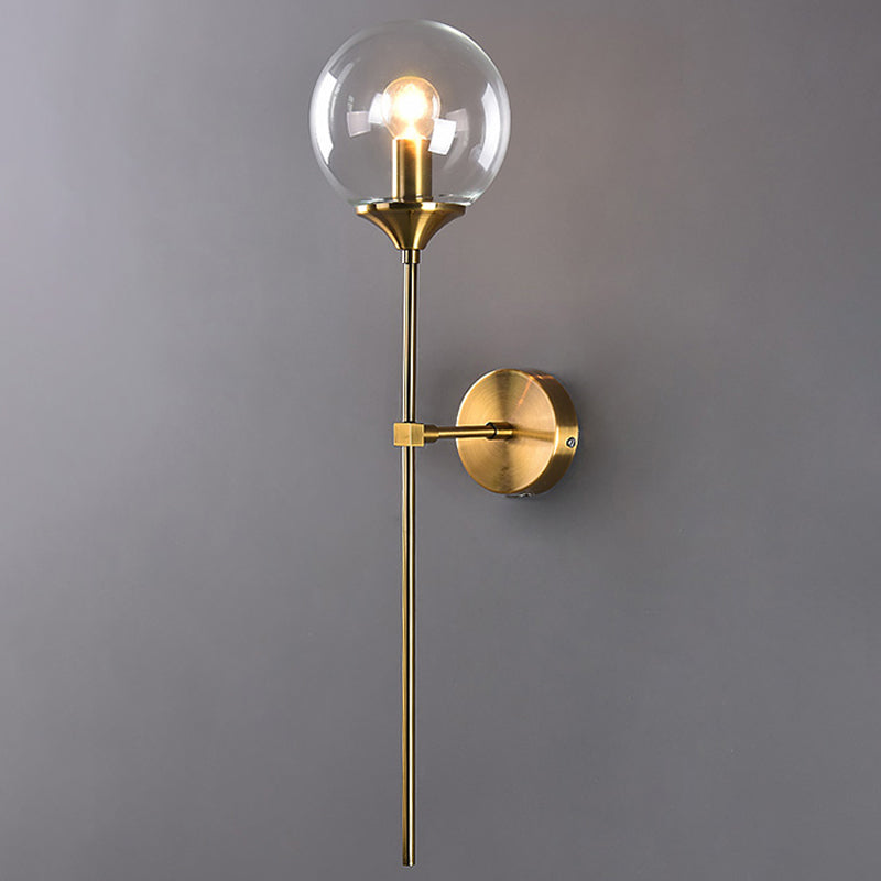 Postmodern Clear/Amber/Smoke Grey Glass Single Brass Wall Lamp