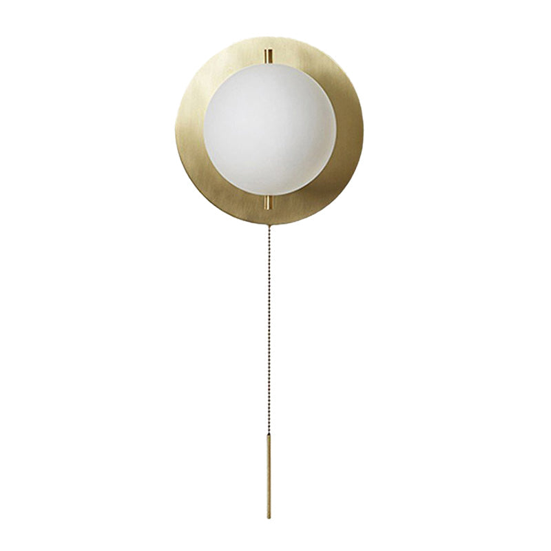 Gold Mini Globe Wall Sconce Light - Elegant Opaline Glass Fixture For Bedroom / B
