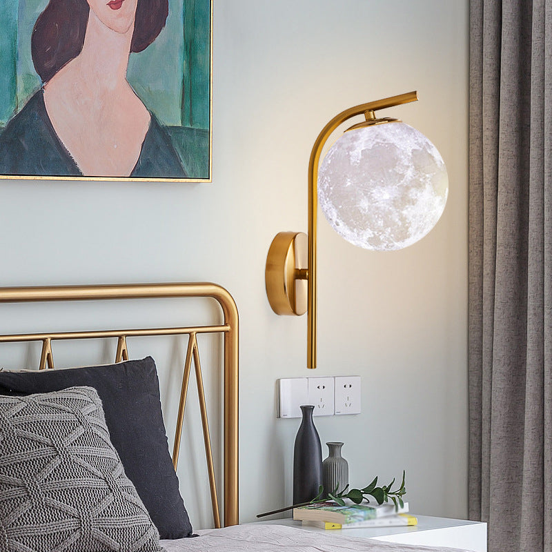 Modern Brass Wall Mounted Bedside Lamp With Grey/Clear Water/White Glass Shade Grey