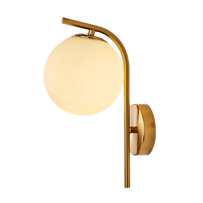 Modern Brass Wall Mounted Bedside Lamp With Grey/Clear Water/White Glass Shade