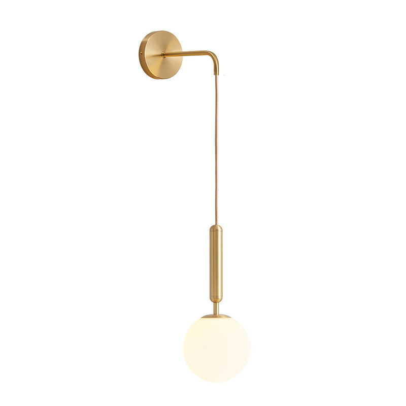 Postmodern Spherical Wall Mounted Lamp In Black/Gold With Clear Water/White Glass - Perfect Bedside