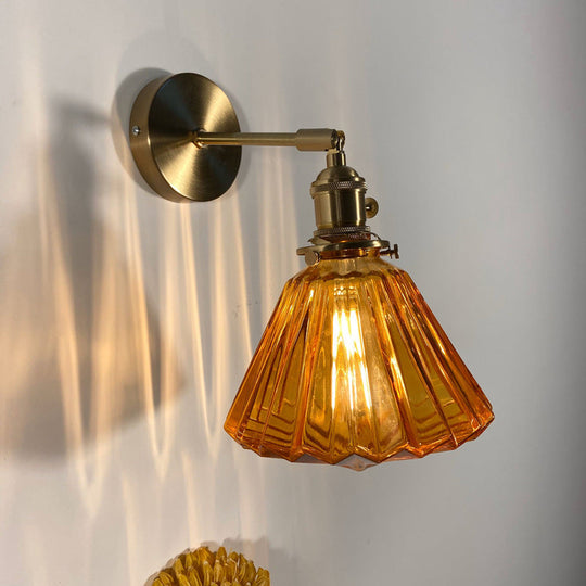 Gold Rotatable Wall Sconce With Glass Shade - Bedroom Lamp / A