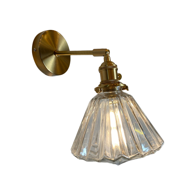 Gold Rotatable Wall Sconce With Glass Shade - Bedroom Lamp / B