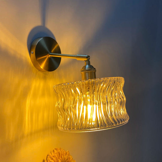 Gold Rotatable Wall Sconce With Glass Shade - Bedroom Lamp / C