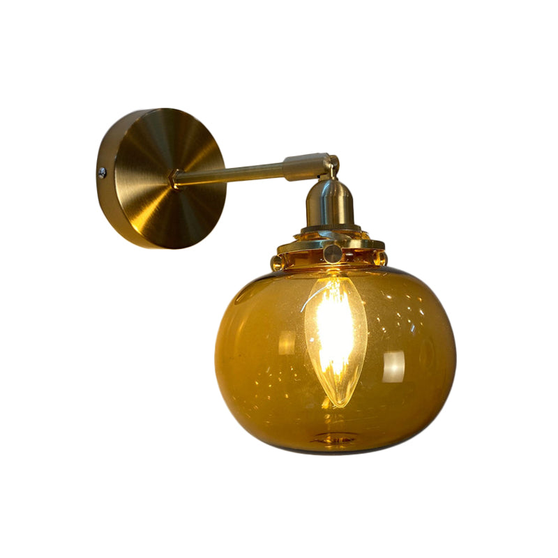 Gold Rotatable Wall Sconce With Glass Shade - Bedroom Lamp / E
