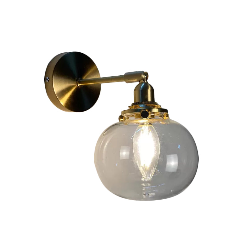 Gold Rotatable Wall Sconce With Glass Shade - Bedroom Lamp / H