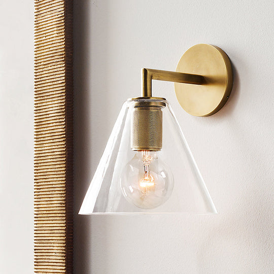 Minimalist Bronze Wall Sconce With Glass Shade Options / B