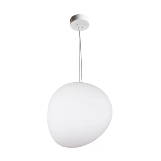 Floating Pebble Dining Room Pendant Lamp Cream Glass 1 Head Minimalist Hanging Ceiling Light in White, 9"/12.5"/18" Wide