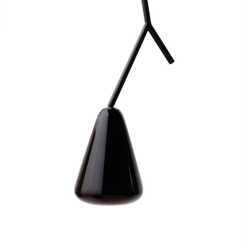 Nordic Black Branchlet Pendant: Down Lighting Fixture With Conical Glass Shade (1 Bulb)