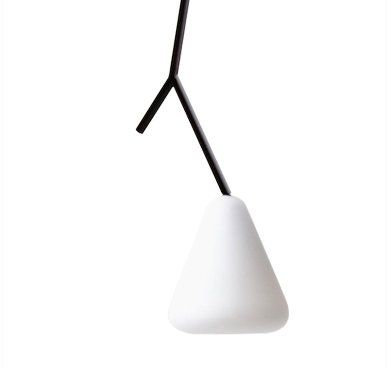 Nordic Metal Pendant Light with Down Lighting & Conical Blue/Black/White Glass Shade
