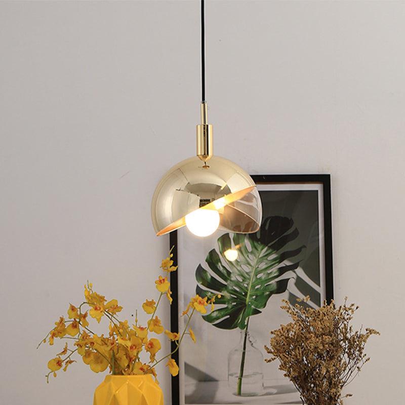 Post-Modern Gold/Rose Gold Swivel Dome Shade Pendant Light for Dining Room