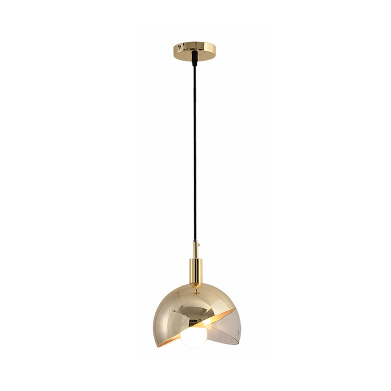 Modern Clear Glass Hanging Pendant Light With Swivel Dome Shade - Gold/Rose Gold Finish Ideal For