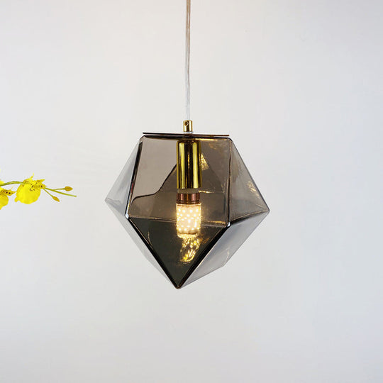 Modern Geometric Pendant Light - White/Smoke Grey/Rose Gold Glass Ideal For Dining Room Ceiling
