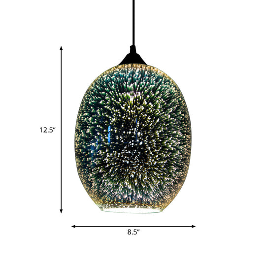 Colorful Glass Pendant 1-Light Hanging Light – Silver Finish
